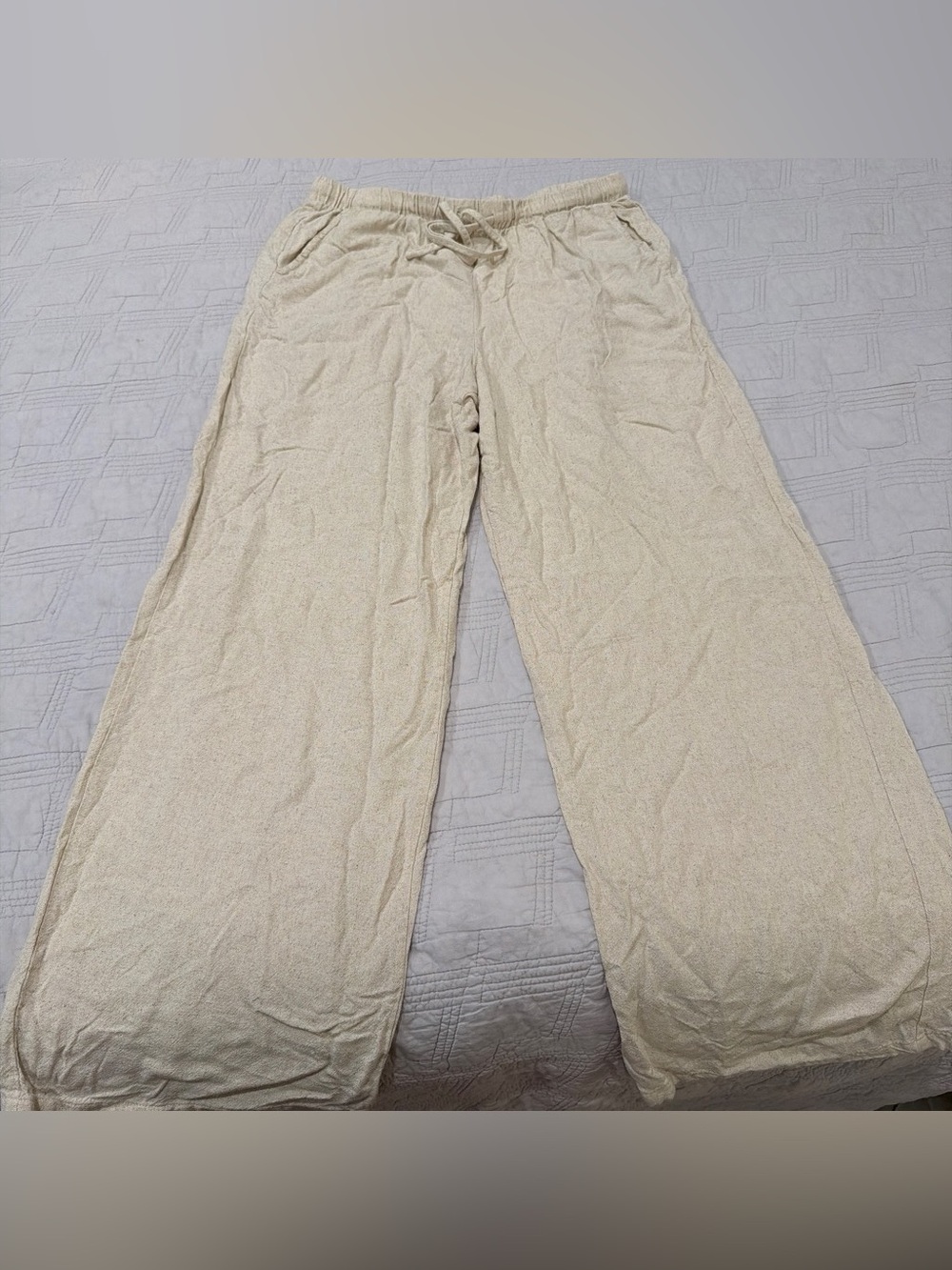 haute monde Wide-Leg Drawstring linen pants